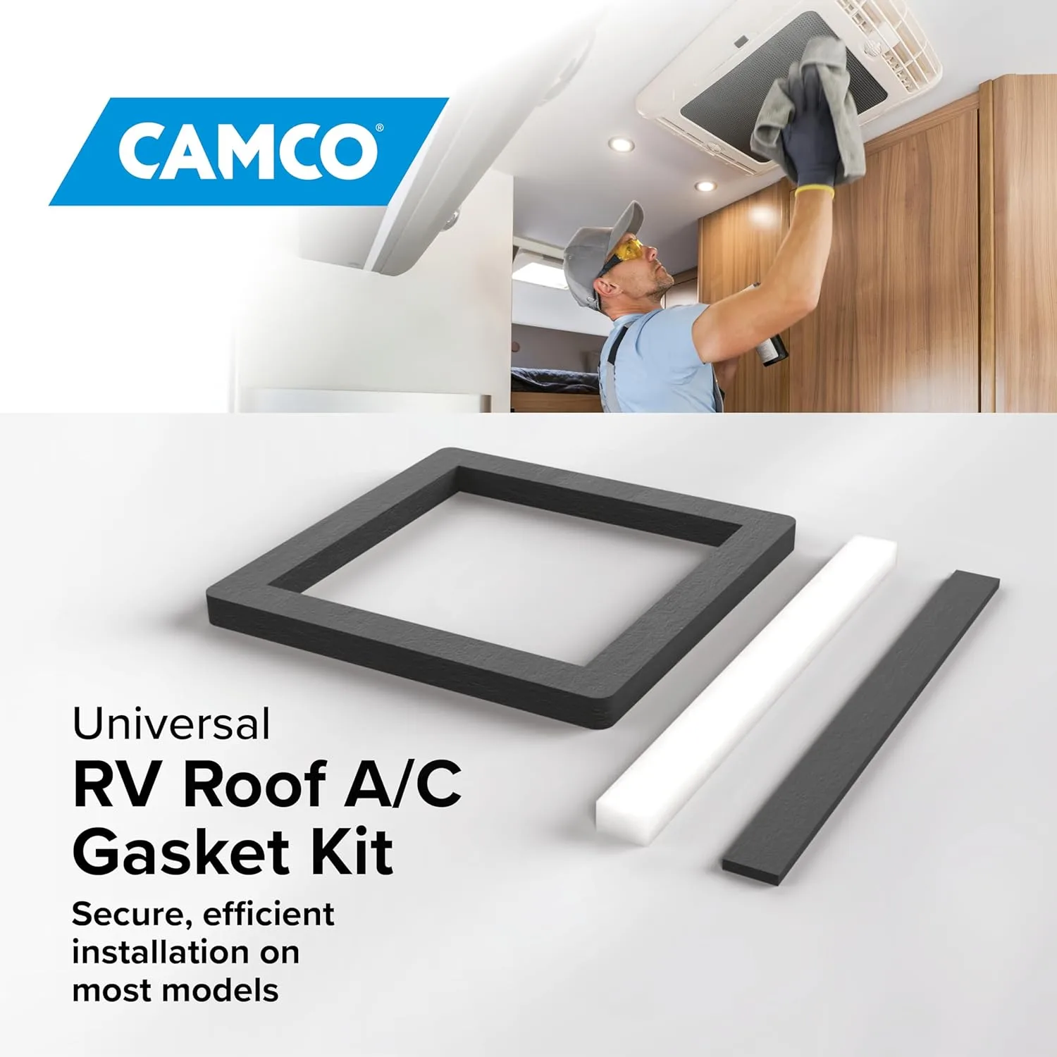 Camco 14-Inch x 14-Inch Camper Roof A/C Gasket Kit with Leveling Pads (25071)