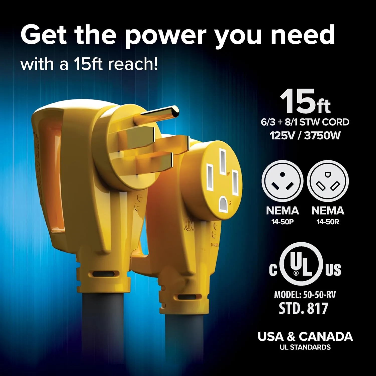 Camco Power Grip 50-Amp RV/EV Extension Cord