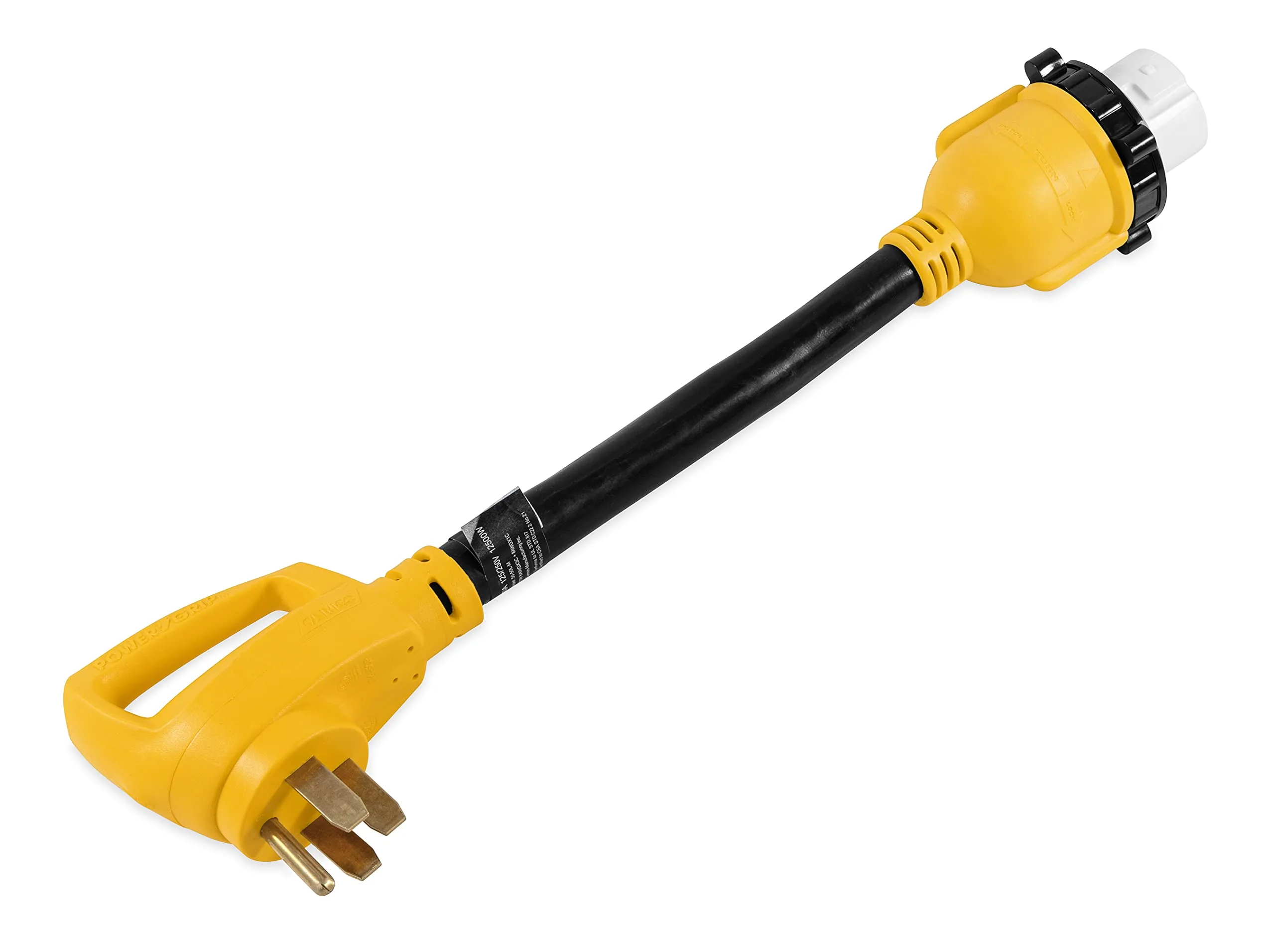 Camco 55552 18" 14-50 50 AMP PowerGrip Plug to SS2-50 Locking Receptacle Adapter