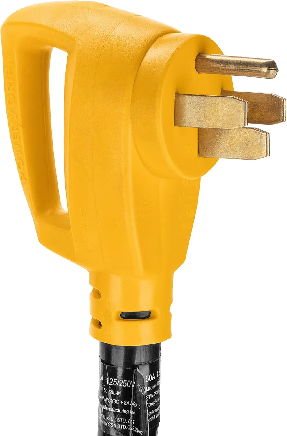 Camco 55552 18" 14-50 50 AMP PowerGrip Plug to SS2-50 Locking Receptacle Adapter