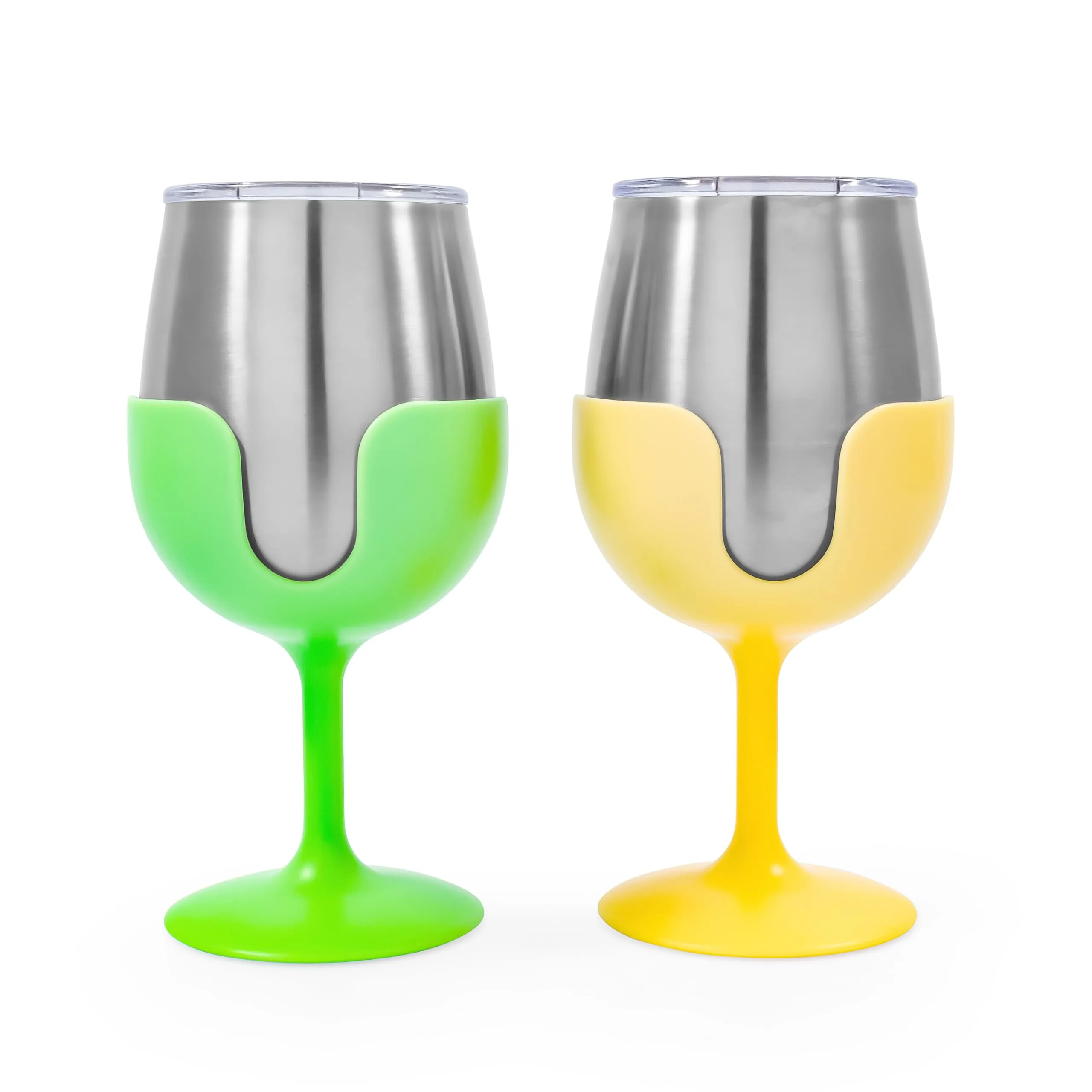 Camco Wine Tumbler Set, 2-Pack 8 oz — Green & Yellow (51916)