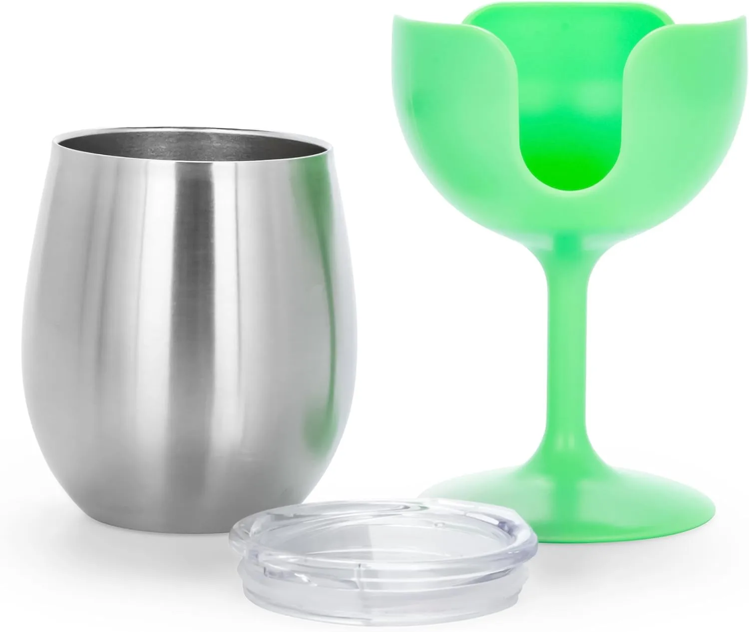 Camco Wine Tumbler Set, 2-Pack 8 oz — Green & Yellow (51916)