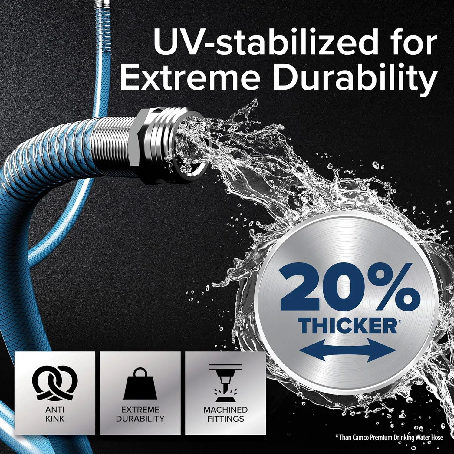 Camco (22853) 50ft Premium Drinking Water Hose - Anti-Kink Design, 20% Thicker Than Standard Hoses (5/8"Inside Diameter)
