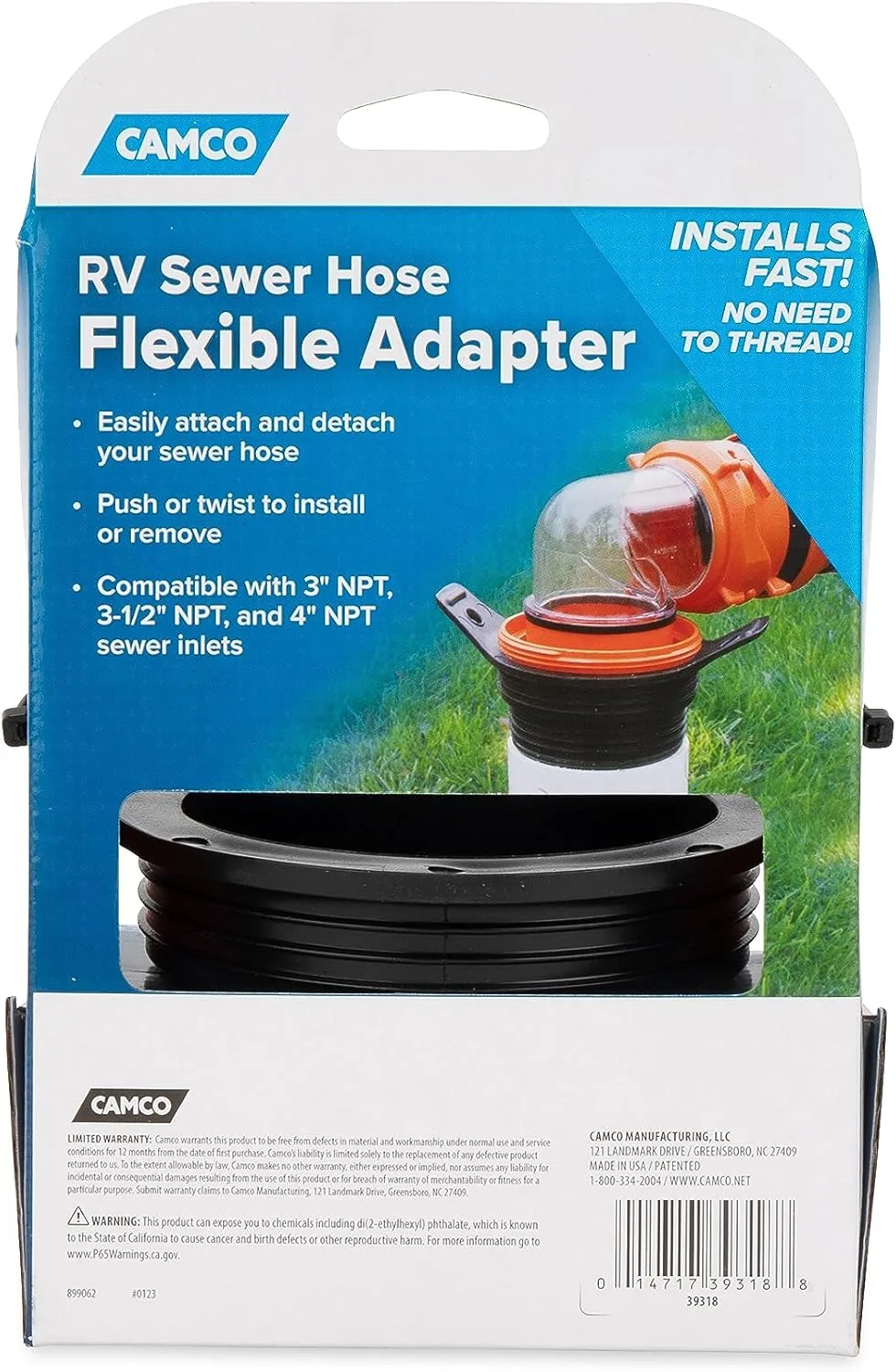 Camco 3-in-1 Flexible Sewer Adapter Seal