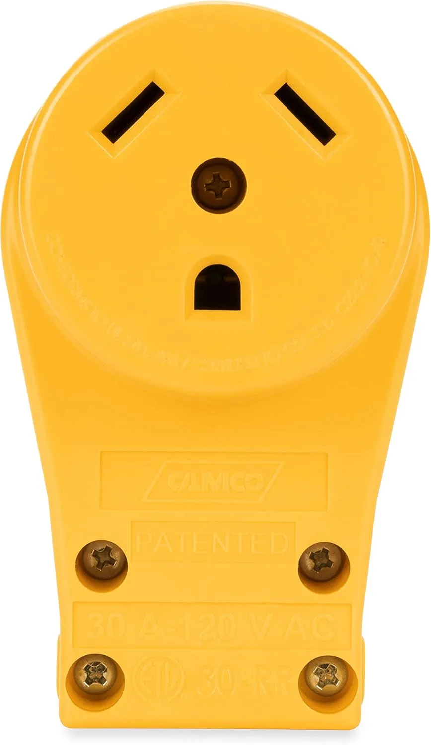 Camco Power Grip Camper/RV 30-Amp Female Replacement Receptacle - Features Power Grip Handle (55343)
