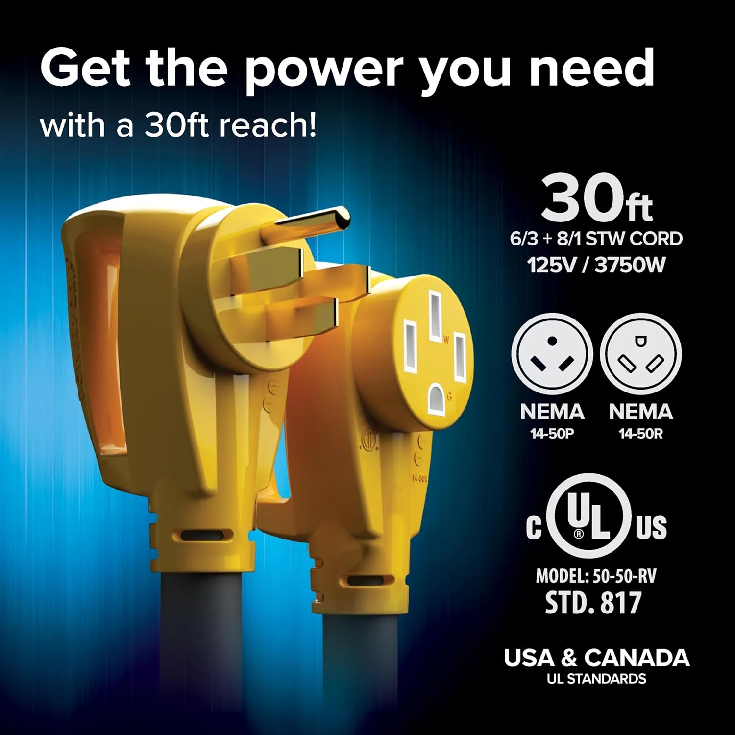 Camco Power Grip 50-Amp RV/EV Extension Cord
