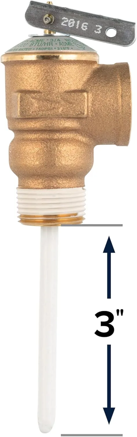 Camco Automatic Temperature and Pressure Relief Valve with Extension Probe and Lever (10473)
