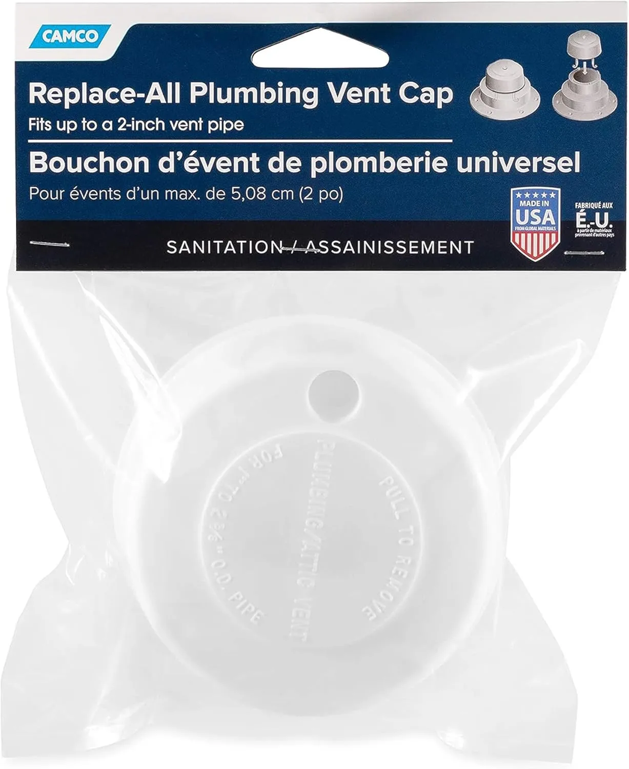 Camco 40034 Replacement Plumbing Vent Cap (Polar White) One Size