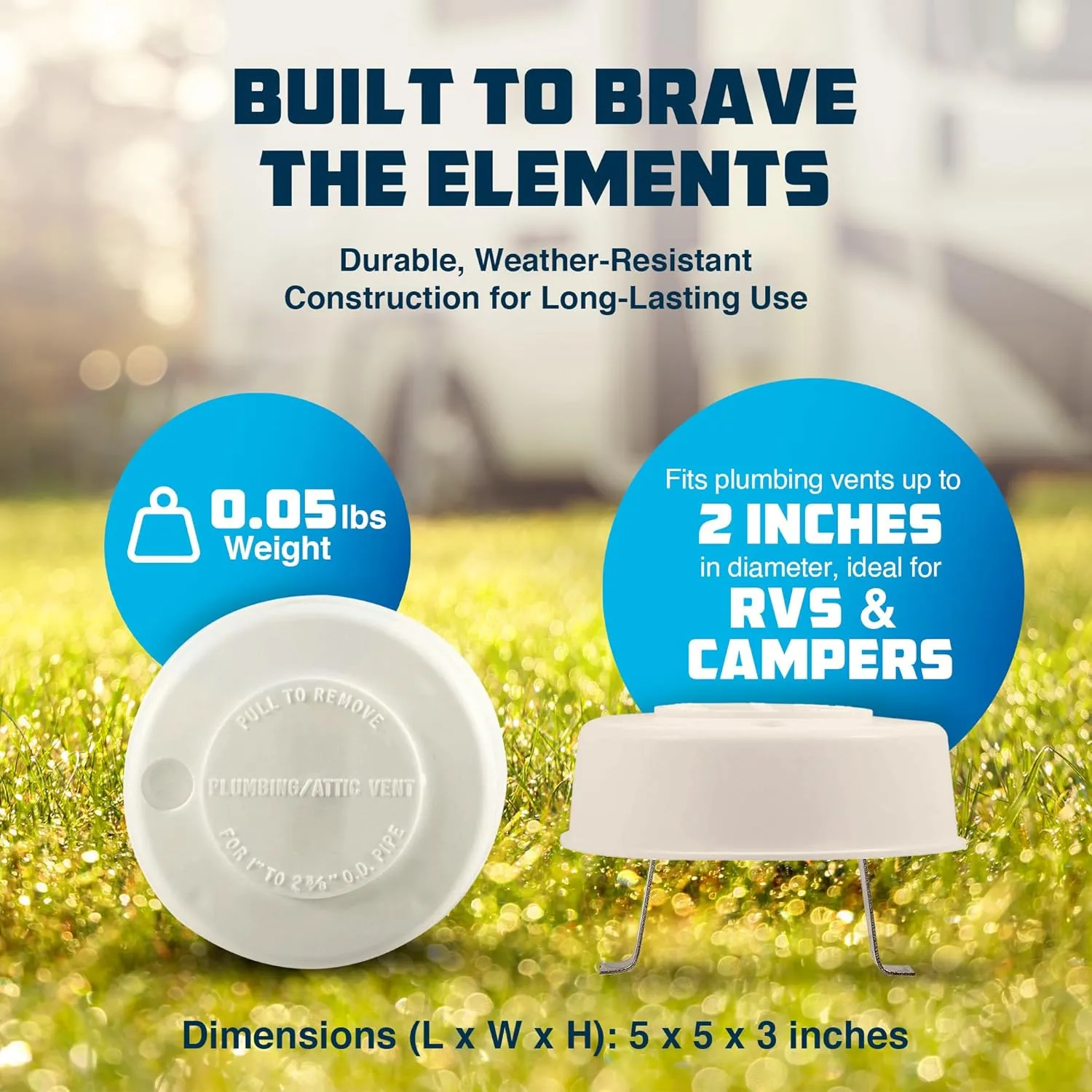 Camco 40034 Replacement Plumbing Vent Cap (Polar White) One Size