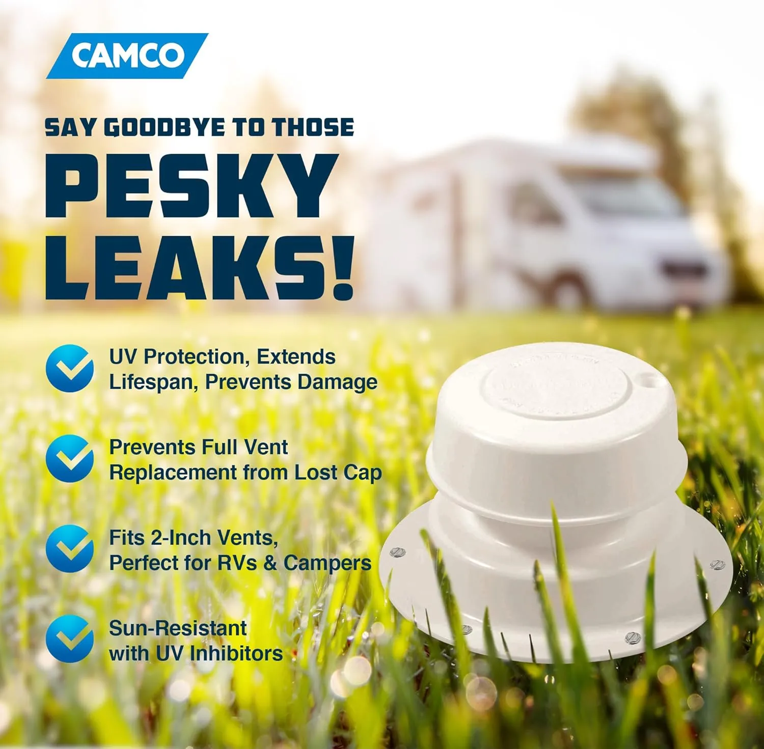 Camco 40034 Replacement Plumbing Vent Cap (Polar White) One Size