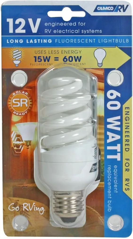 Camco 41313 12V/15W Fluorescent Light Bulb, White, One Size