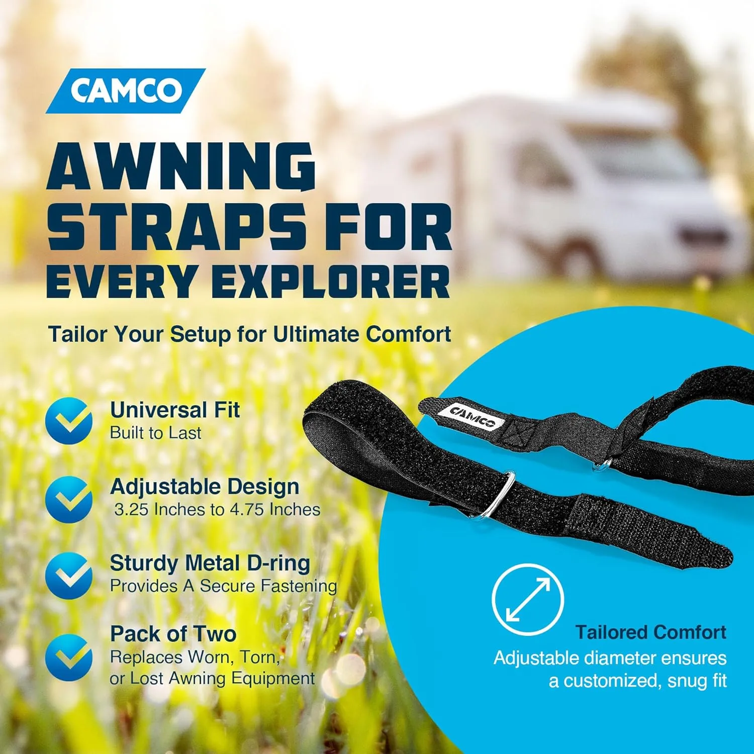 Camco 42503 12 Inch Awning Straps