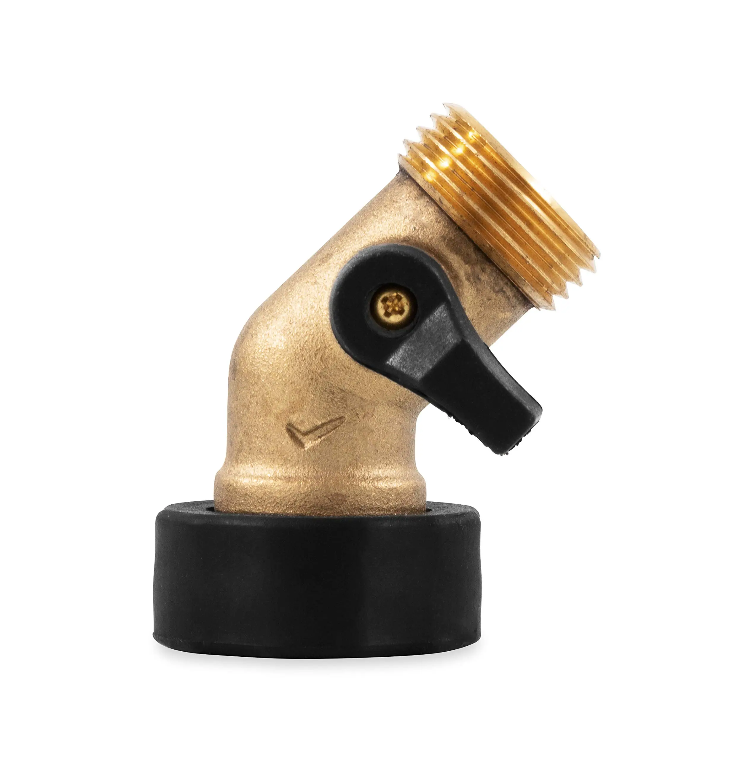 Camco Solid Brass 45 Degree Drinking Water Valve with Garden Hose Connections (20173) Water Hose Valve