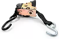 Camco 50033 Retractable Transom Tie Down Straps, 1” Width, 6’ Dual Hooks , Black