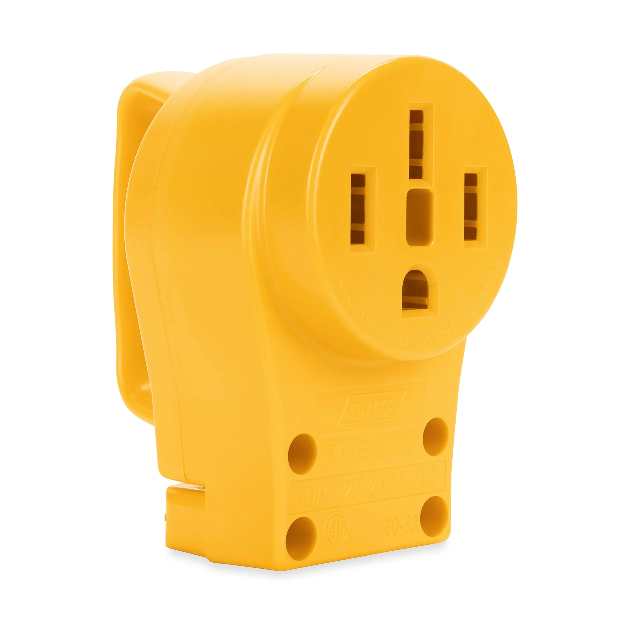 Camco Power Grip Camper/RV 50-Amp Female Replacement Receptacle - Features Power Grip Handle & Accepts #4 - #10 Gauge Wire (55353) 50 Amp