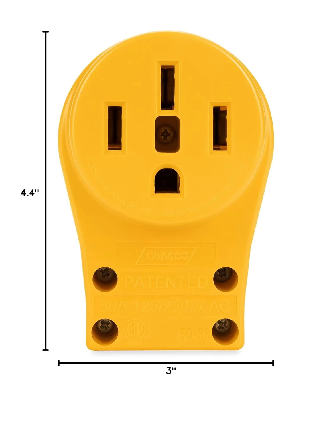 Camco Power Grip Camper/RV 50-Amp Female Replacement Receptacle - Features Power Grip Handle & Accepts #4 - #10 Gauge Wire (55353) 50 Amp