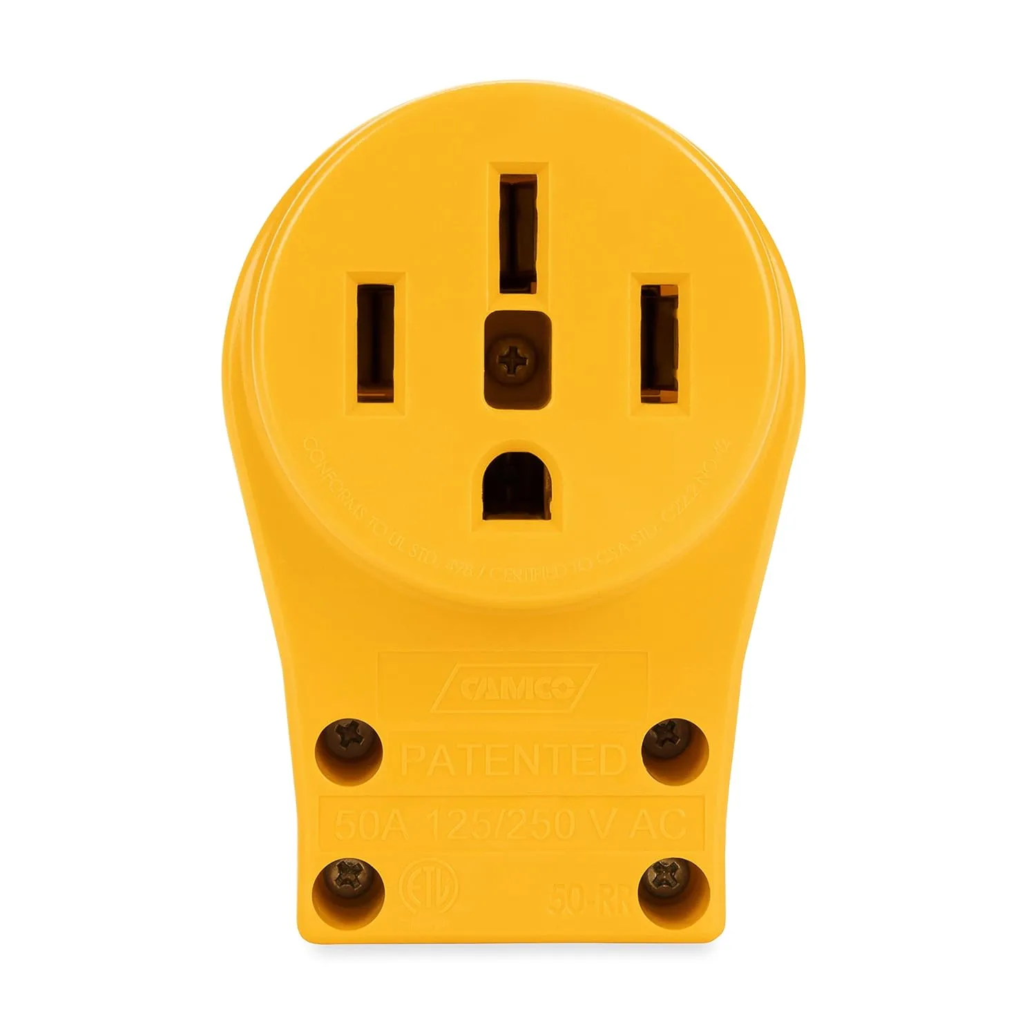 Camco Power Grip Camper/RV 50-Amp Female Replacement Receptacle - Features Power Grip Handle & Accepts #4 - #10 Gauge Wire (55353) 50 Amp
