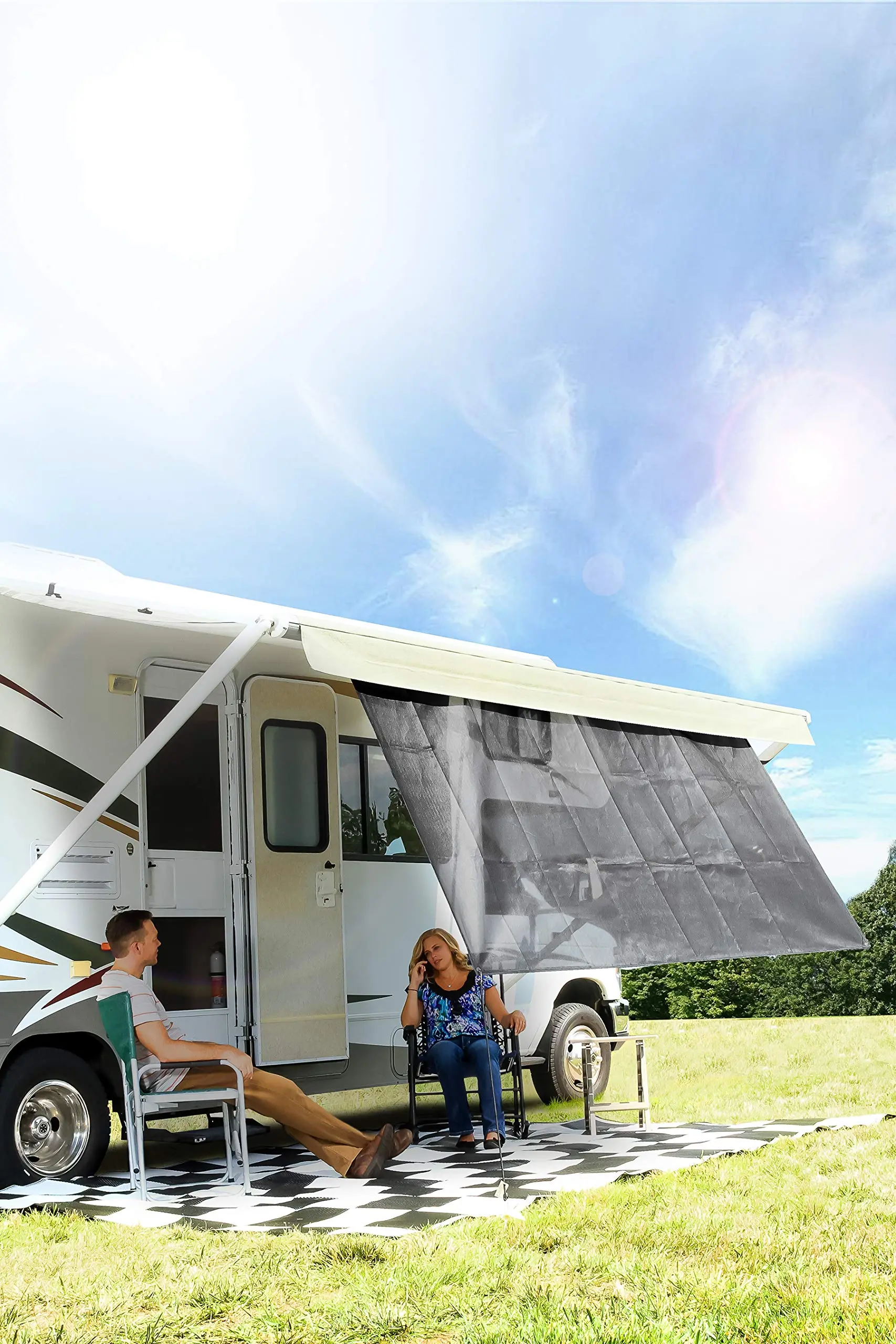 Camco 51451 Black 54" x 120" RV Awning Shade