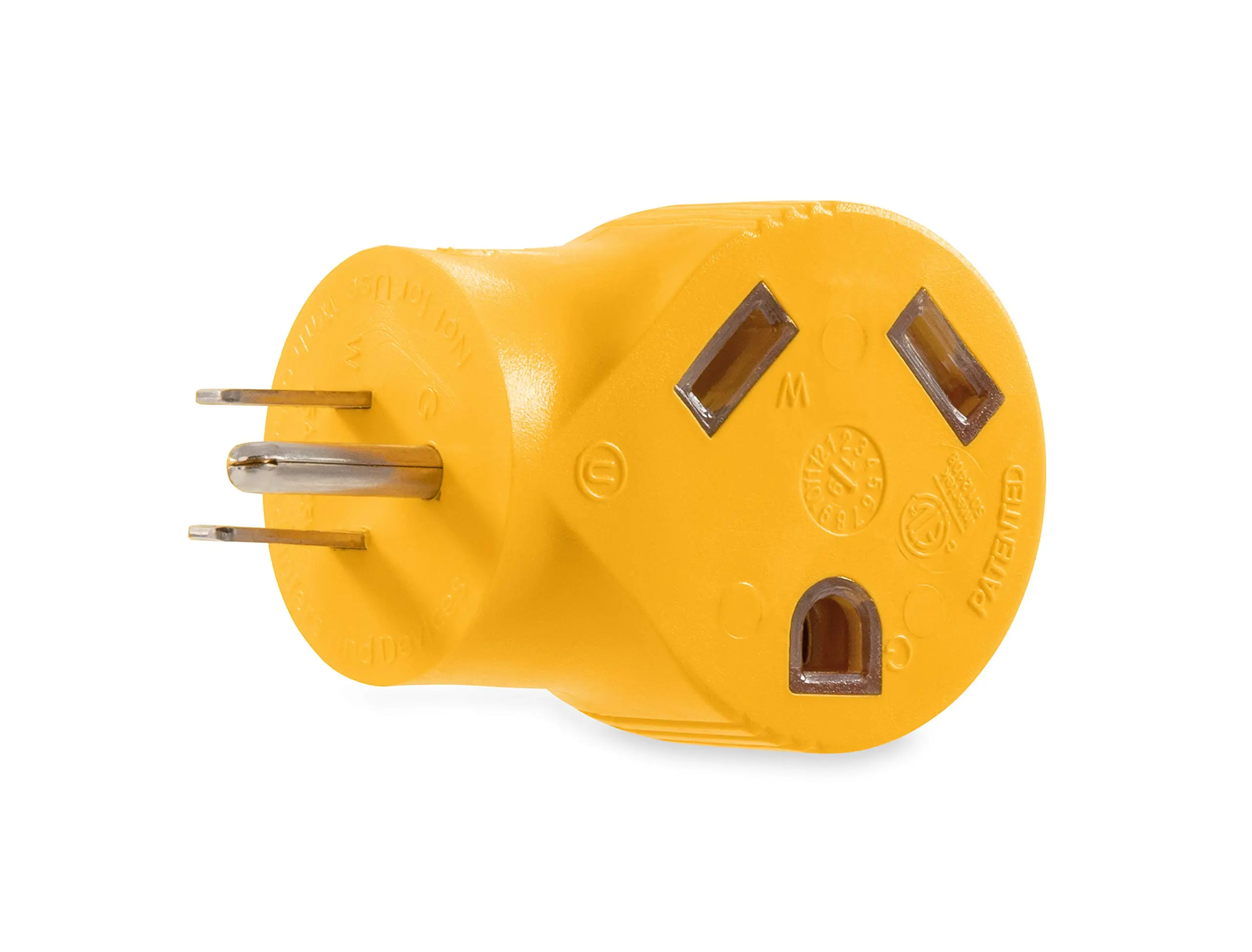 Camco 55325 15 AMP Male / 30 AMP Female 90 Degree Electrical Adapter, Yellow One Size