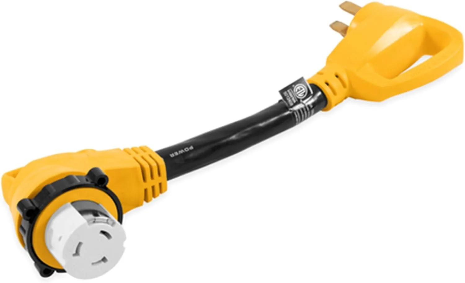 Camco 55562 18" 50A PowerGrip 90° Locking Female-to-Male Adapter