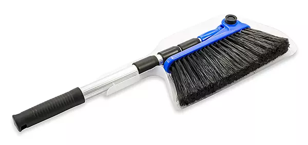 Camco 43623 Adjustable Broom and Dustpan, Adjusts From 24 Inches to 52 Inches, Ideal for RV, Marine, And Home Use