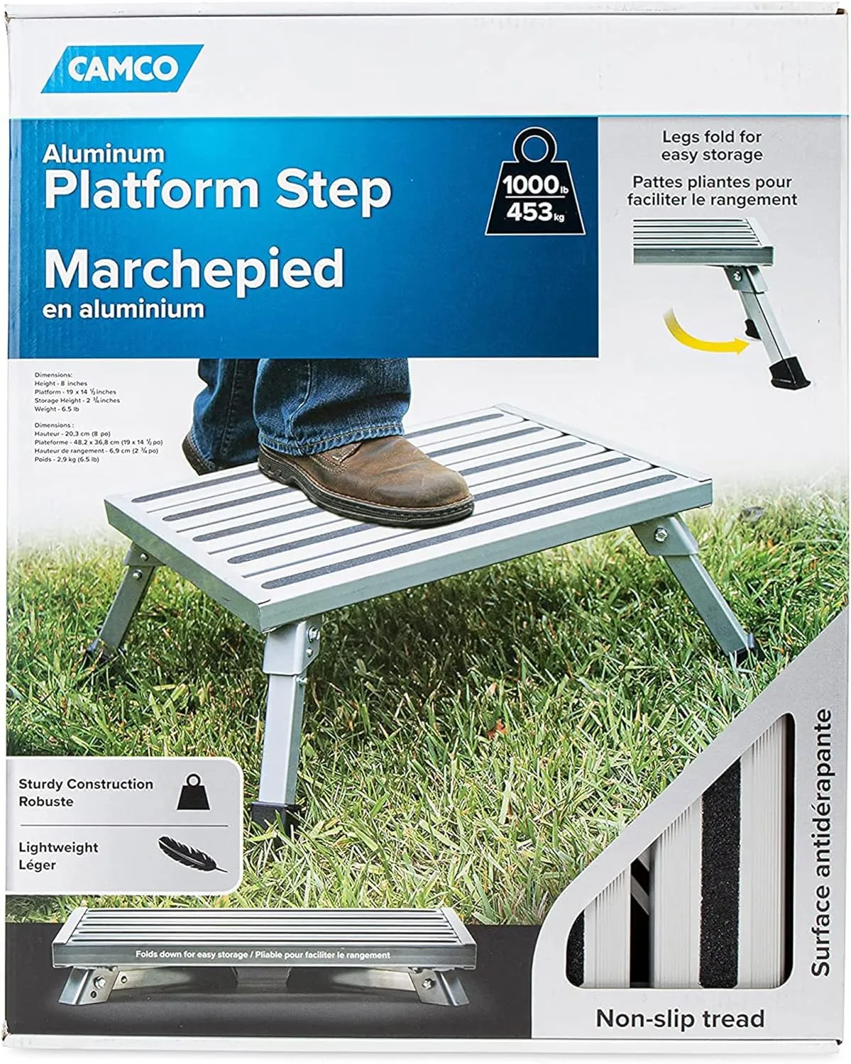 CAMCO Aluminum Platform RV Step Stool (19 x 14.5 in)