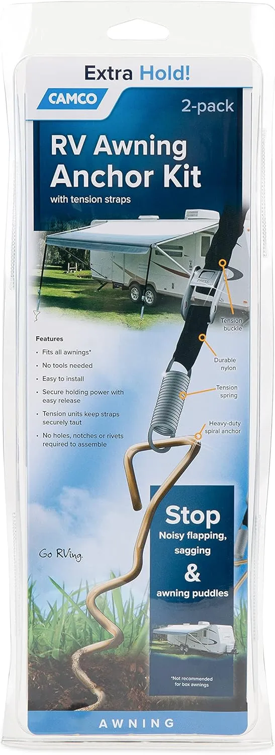 Camco 42593 Awning Anchor Kit with Pull Tension Strap