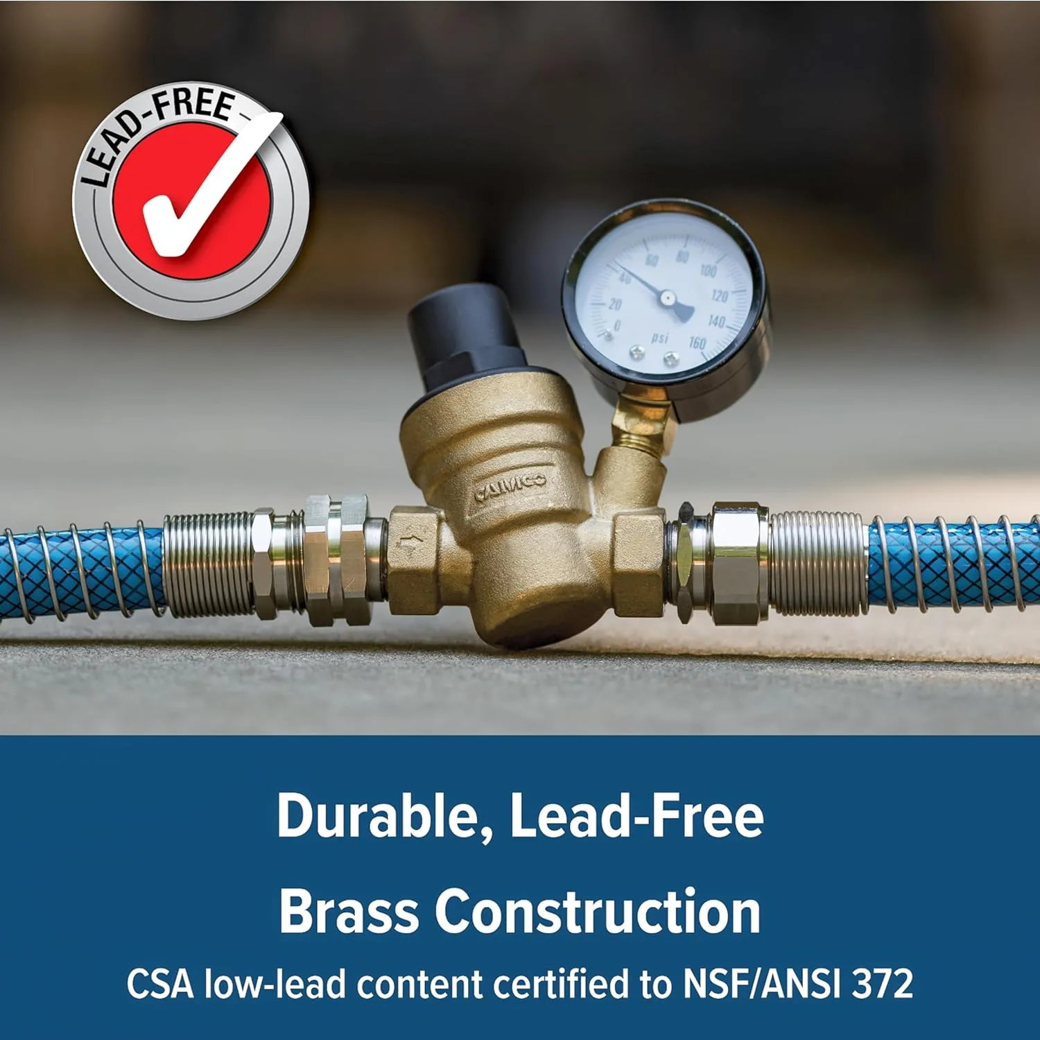 Camco Adjustable RV/Marine Brass Water Pressure Regulator | (40058)