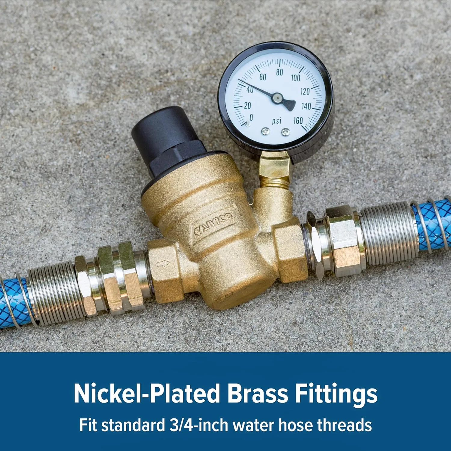 Camco Adjustable RV/Marine Brass Water Pressure Regulator | (40058)