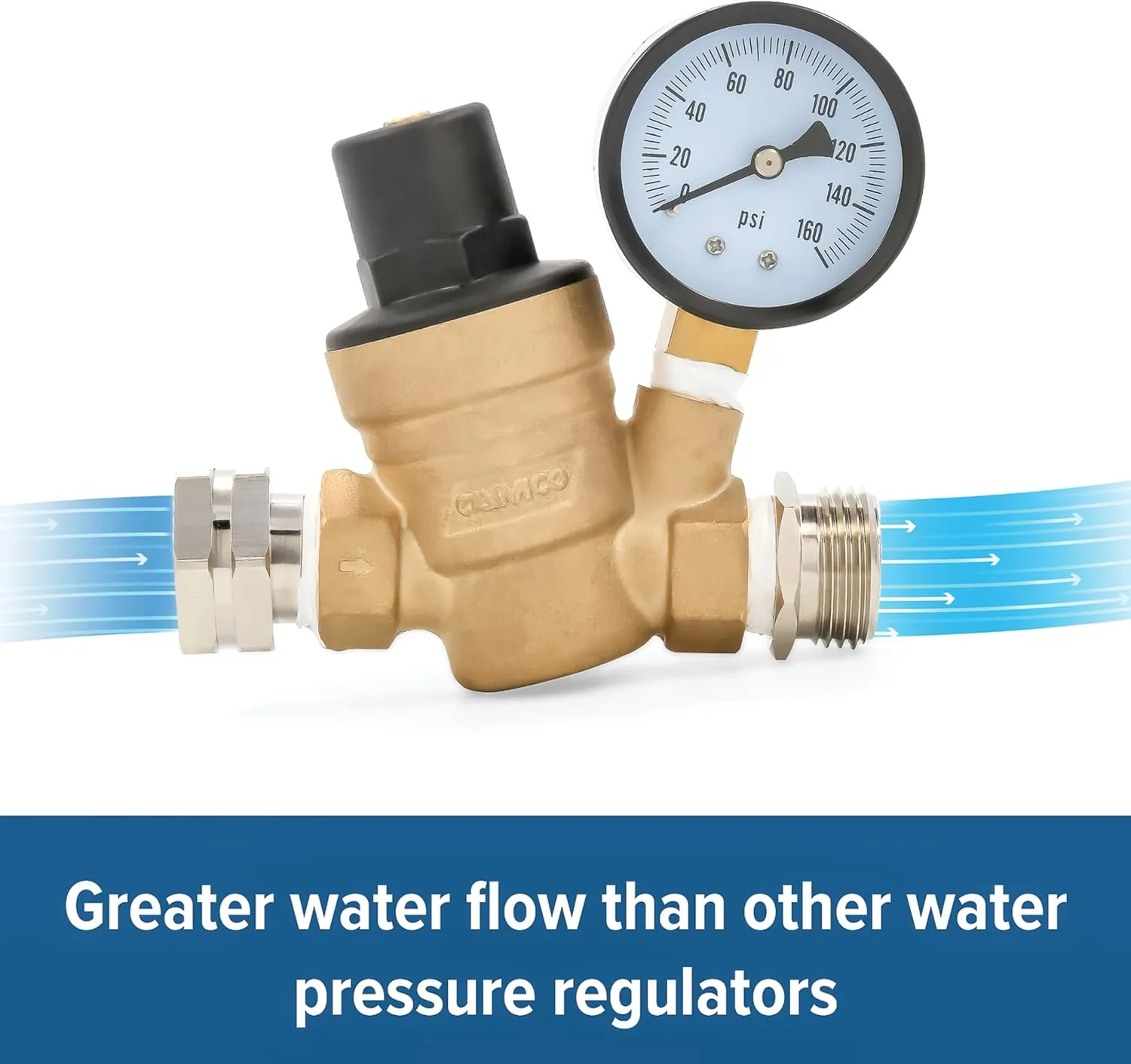 Camco Adjustable RV/Marine Brass Water Pressure Regulator | (40058)