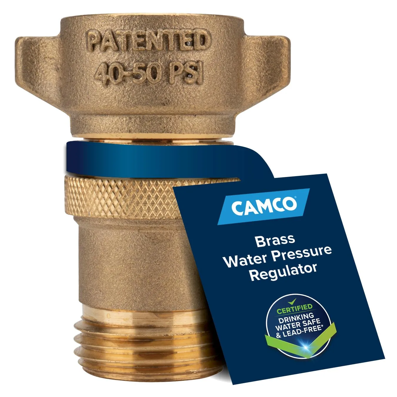 Camco Brass RV Water Pressure Regulator - 40-50 PSI (40055)