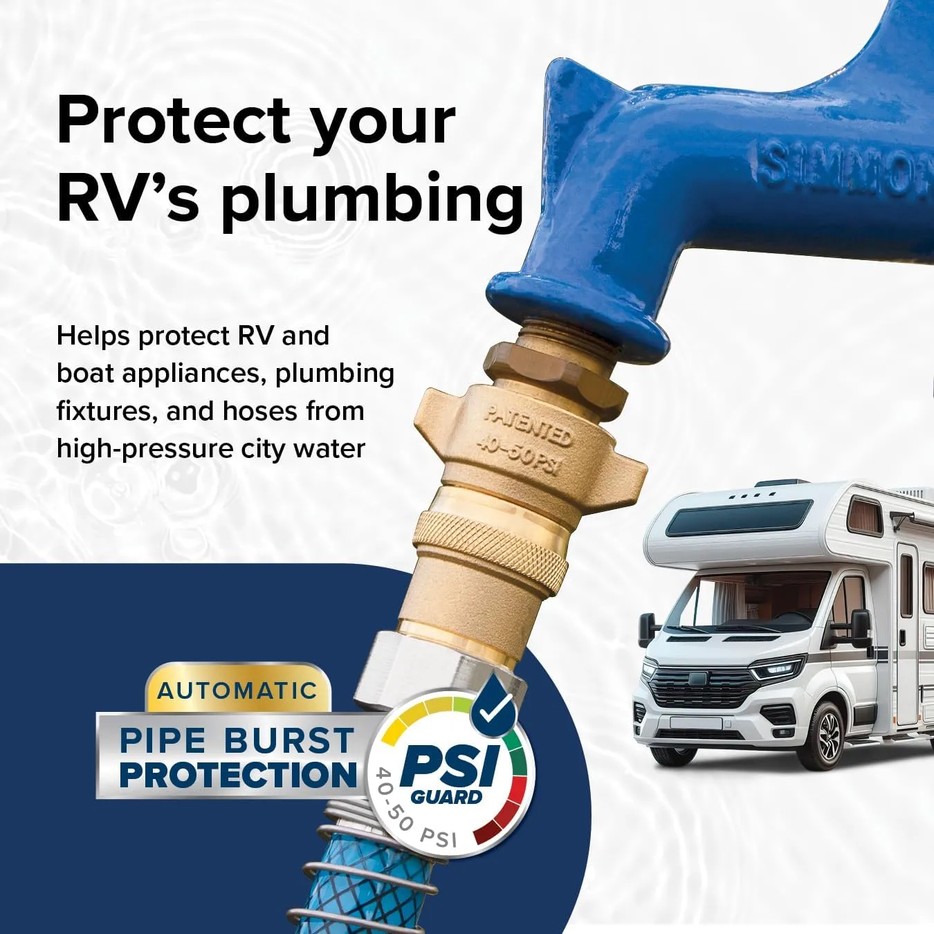 Camco Brass RV Water Pressure Regulator - 40-50 PSI (40055)