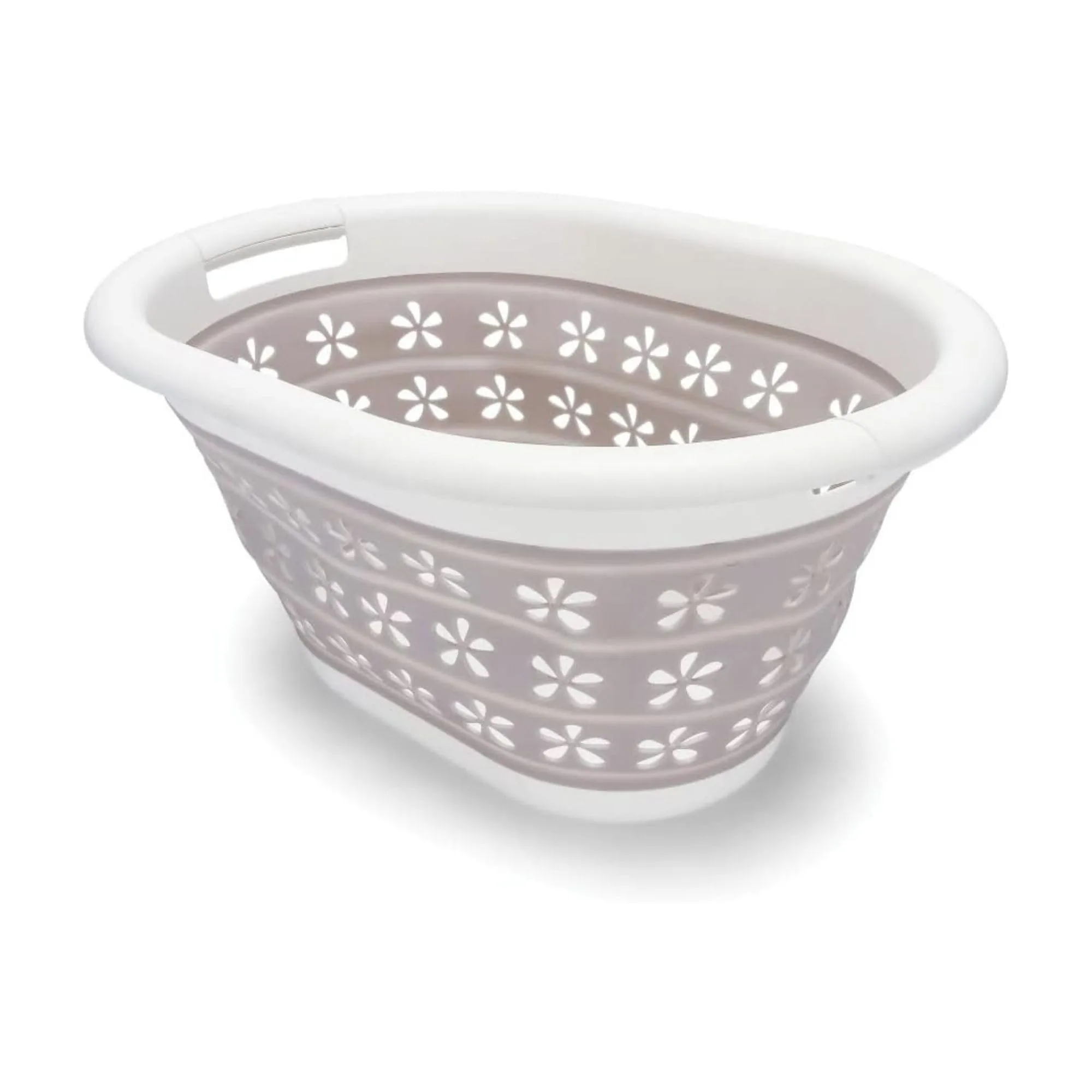 Camco Collapsible Utility Basket Small - Taupe/White, 10 in