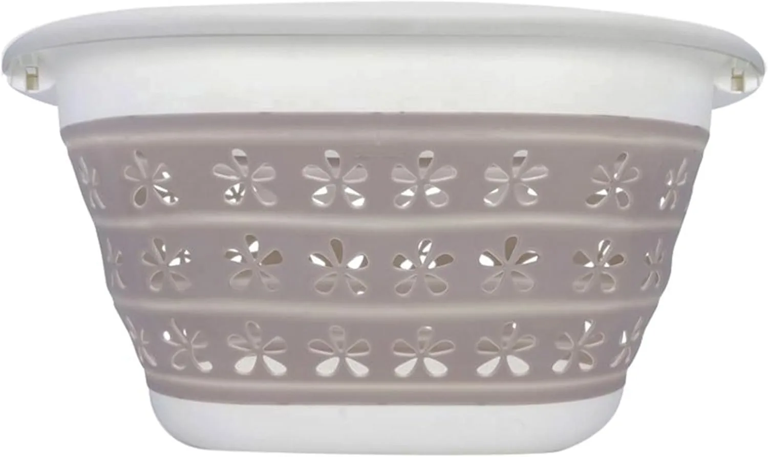 Camco Collapsible Utility Basket Small - Taupe/White, 10 in