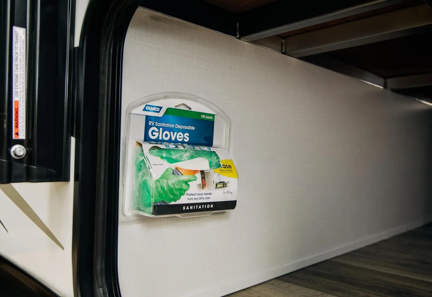 Camco Durable All Purpose RV and Camper Disposable Sanitation Gloves | Ideal in Wet or Dry Conditions | Green Non-Latex Gloves | 100 Pack (40285)