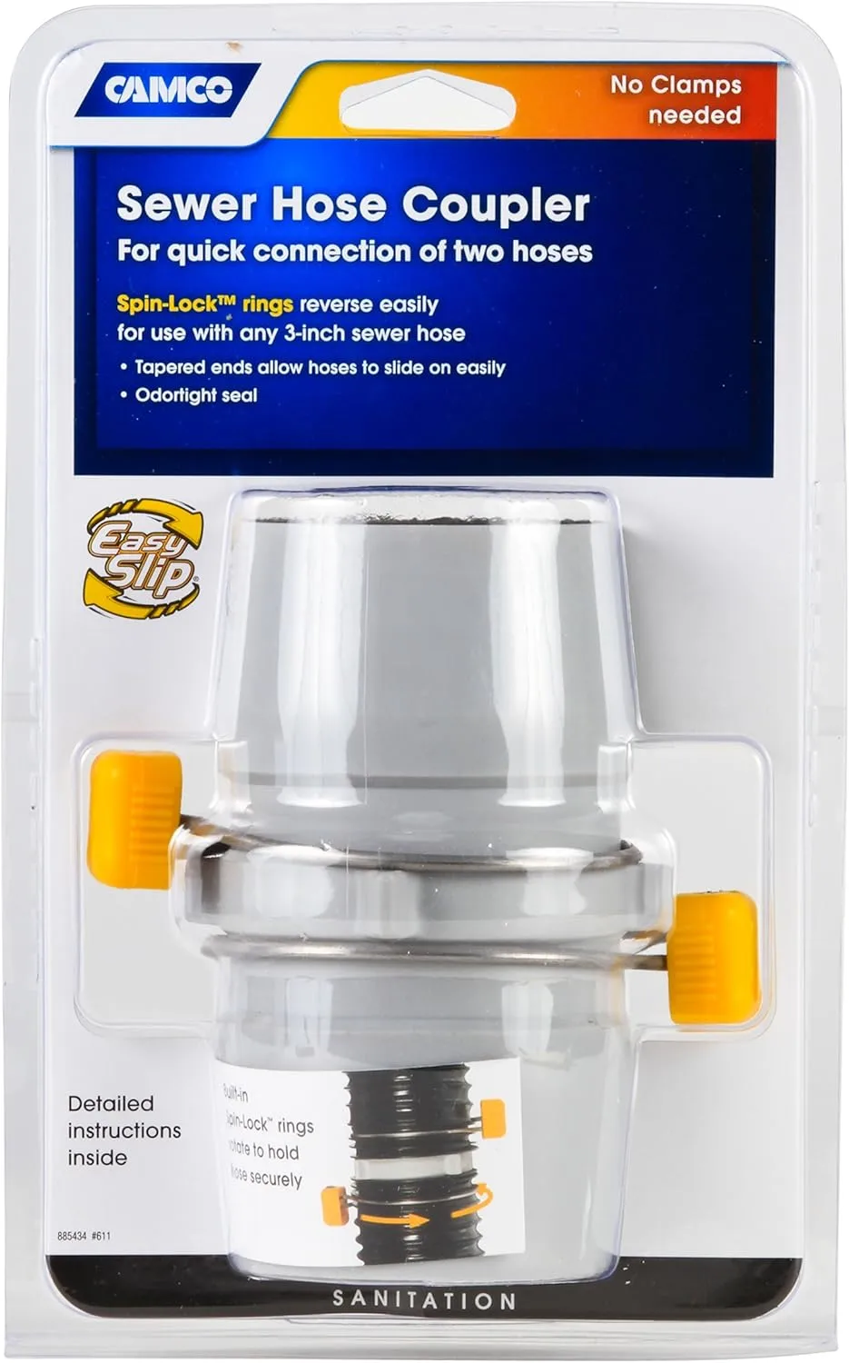 Camco Easy Slip Internal Hose Coupler with Slip-Lock Rings (39163)