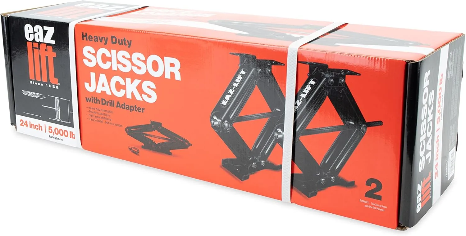 Camco EAZ-Lift 24-inch RV Stabilizing Scissor Jacks, 2-Pack