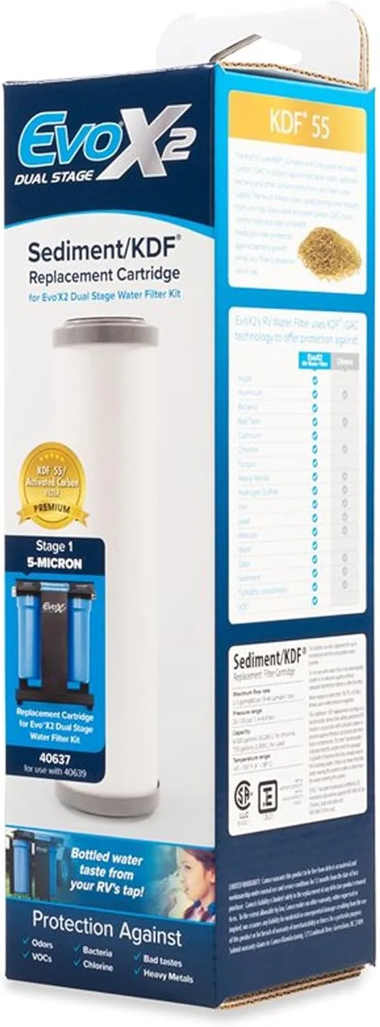 Camco EVO 5-Micron Replacement Sediment Cartridge Filter for 2.5x10 Canisters - Model 40637 (1 Count)
