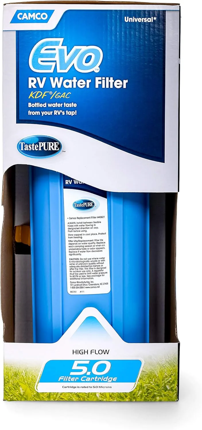 Camco Evo Camper/RV Water Filter + Premium Replacement Cartridge Bundle EVO Water Filter + Cartridge