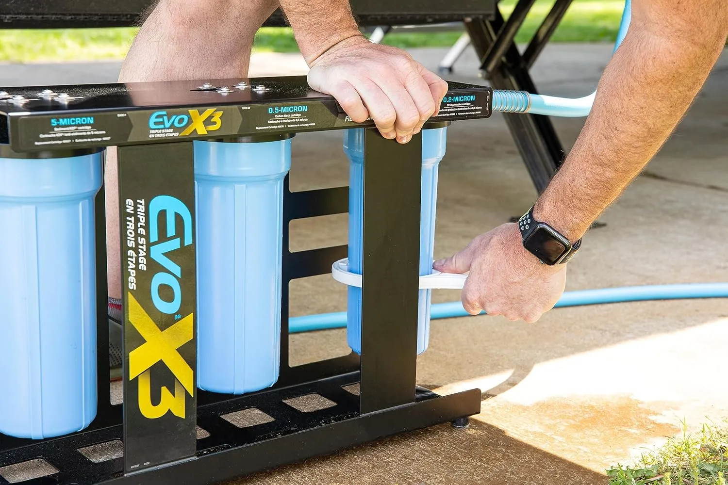 Camco Evo X3 Triple Stage Premium RV Water Filter Kit (40649)