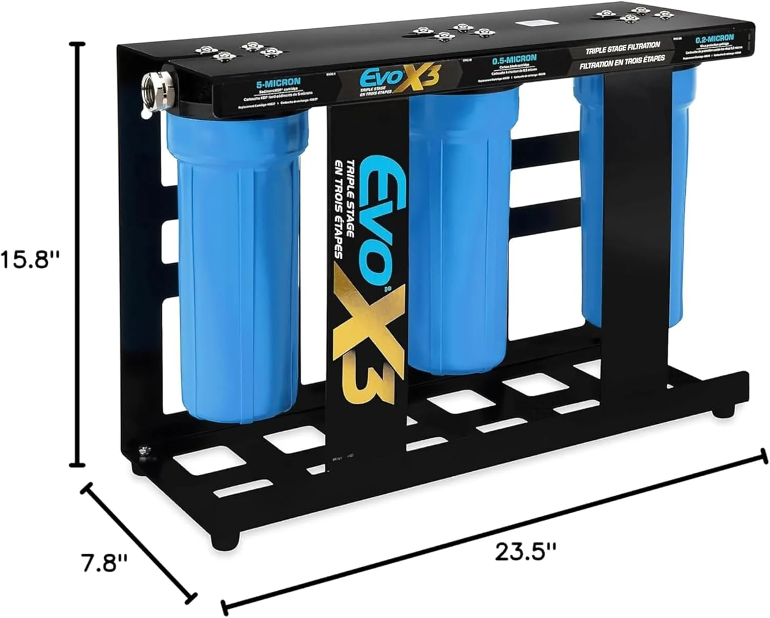 Camco Evo X3 Triple Stage Premium RV Water Filter Kit (40649)