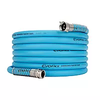 Camco EvoFlex 25-Foot Drinking Water Hose | Features an Extra Flexible Construction | Stainless Steel Strain Reliefs on Each