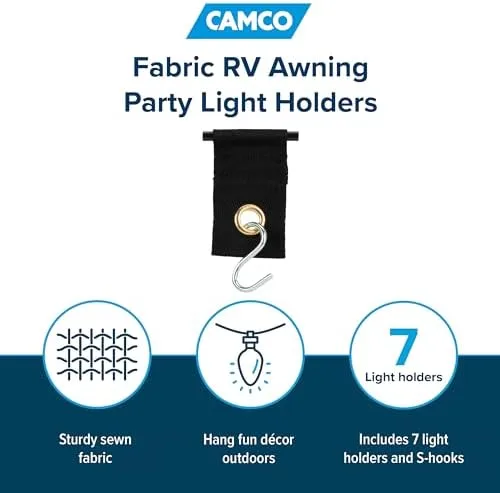 Camco 42733 Fabric Party Light Holders, Black, 7 Pack