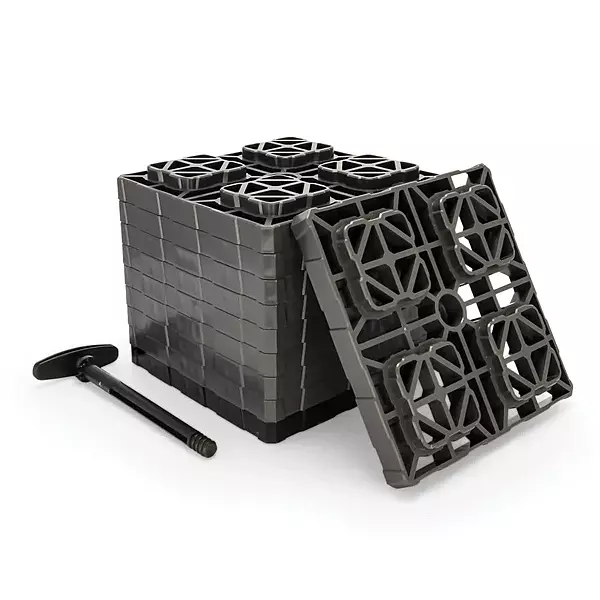 Camco Brown X-Large 44527 Gray Fasten XL Leveling Block with T-Handle, 2x2 (Pack of 10), 10 Pack Standard Packaging