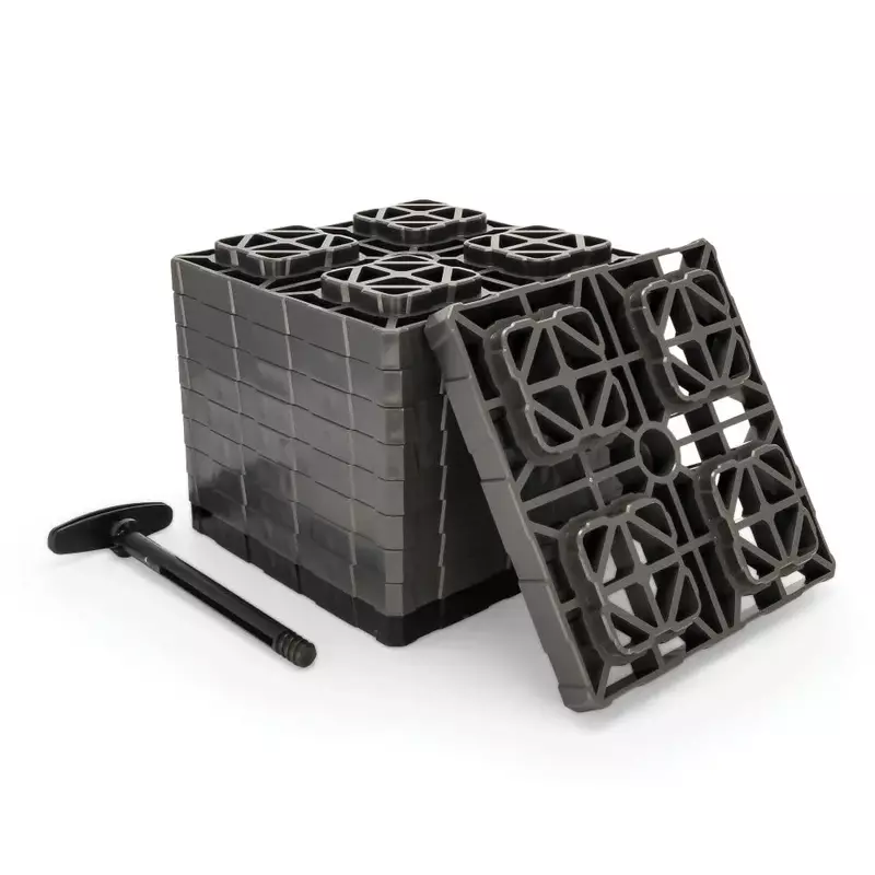 Camco Brown X-Large 44527 Gray Fasten XL Leveling Block with T-Handle, 2x2 (Pack of 10), 10 Pack Standard Packaging
