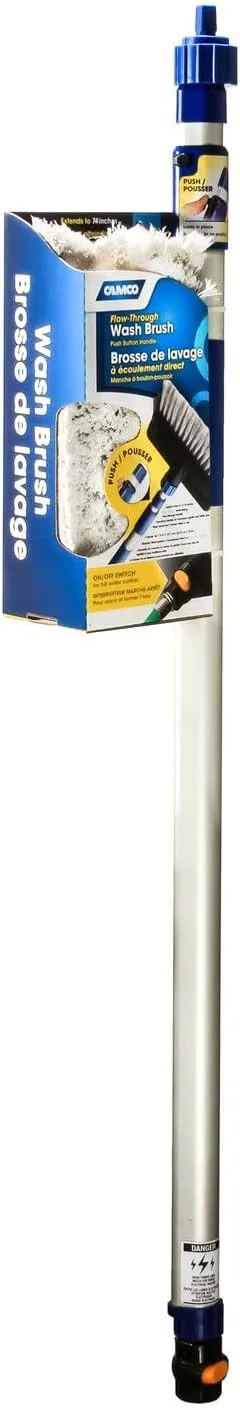 Camco Flow-Through Wash Brush with Adjustable Telescoping Handle
