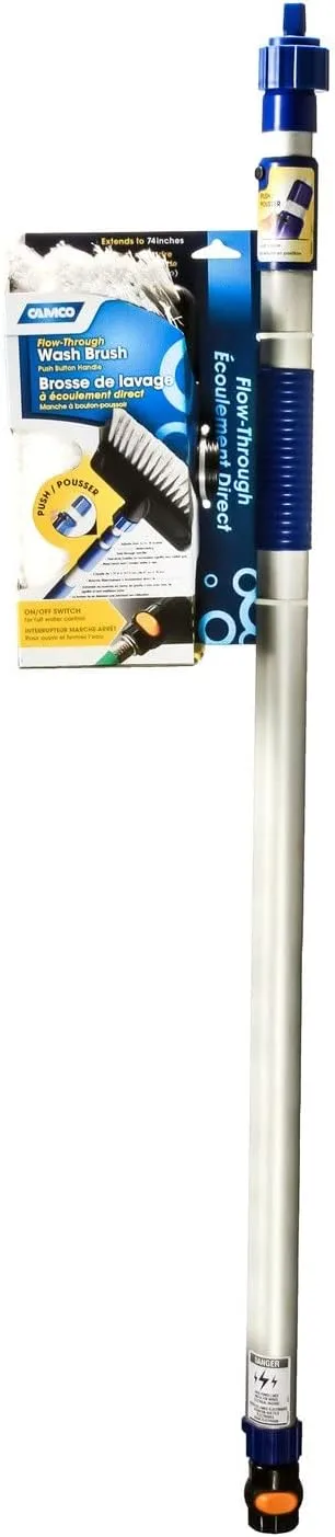 Camco Flow-Through Wash Brush with Adjustable Telescoping Handle