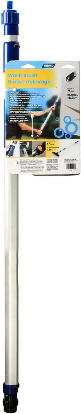 Camco Flow-Through Wash Brush with Adjustable Telescoping Handle