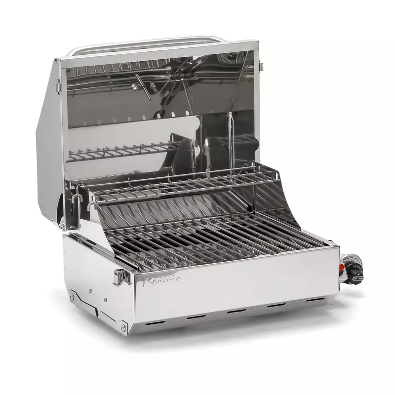 Camco Kuuma Stow N’Go 216 Elite Propane Grill | Features Built-In Thermometer & Push-Button Igniter | Includes Fold Away