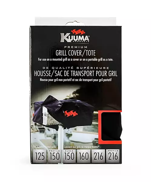 Camco Kuuma Black Portable Grill Cover | Safely Protects Kuuma Grills from Outdoor Elements | For Use on Mounted Kuuma